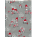 Counter Roll Gift Wrap Christmas Santas & Mushrooms on Silver 